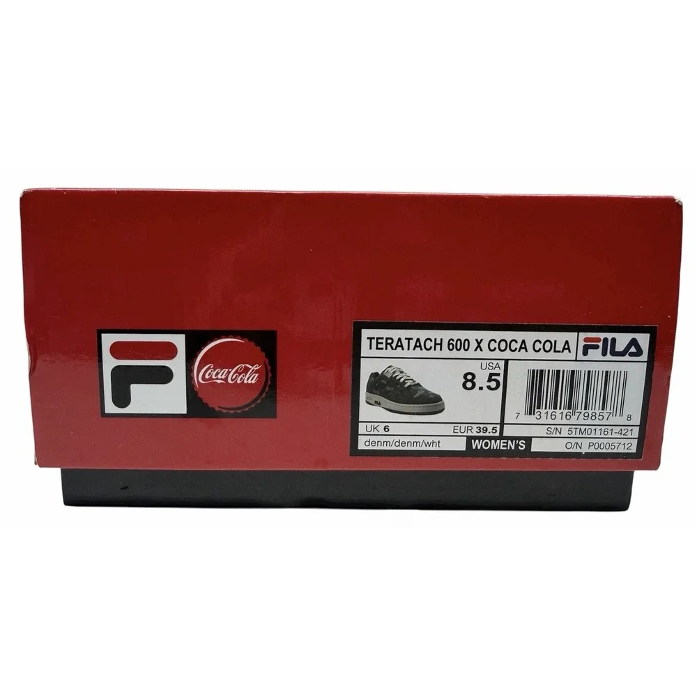 FILA Teratach 600 x Coca-Cola Denim Sneakers Women's 8.5 Blue‎ Logo Shoes